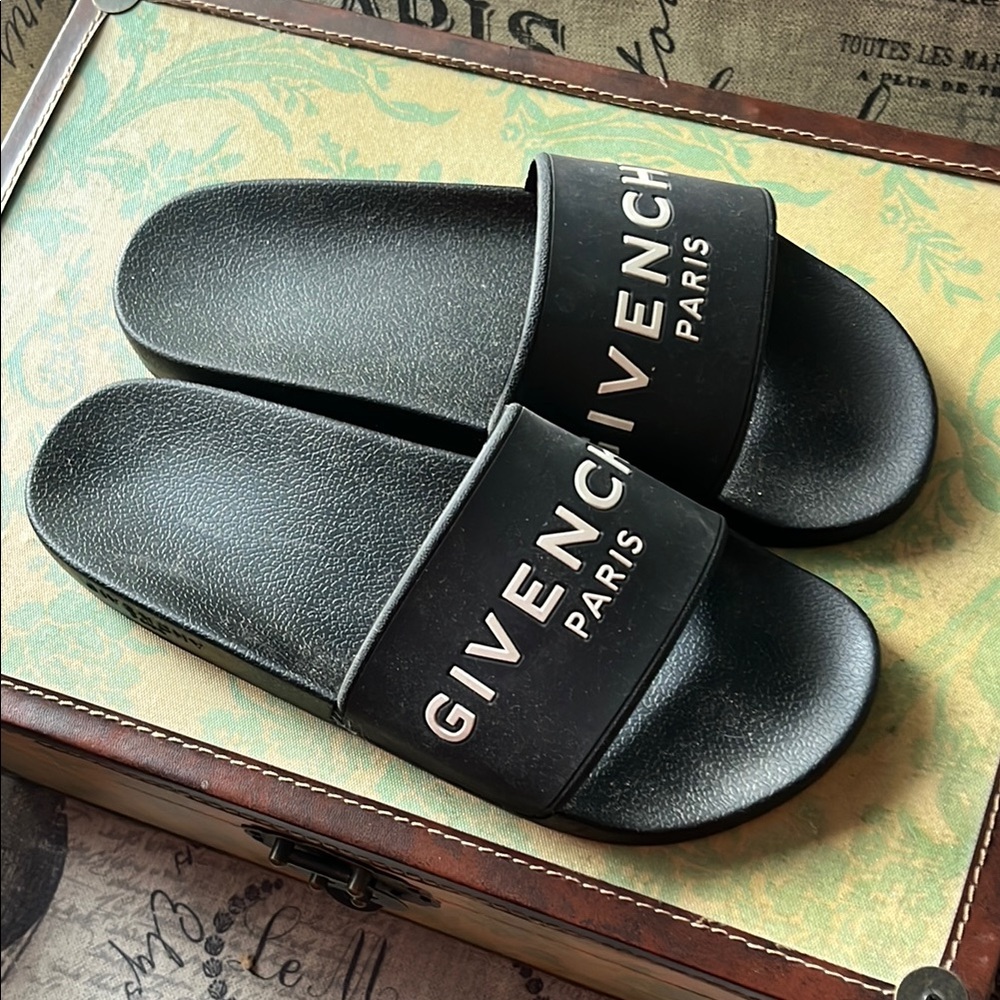 Givenchy Black Logo Slide Sandals